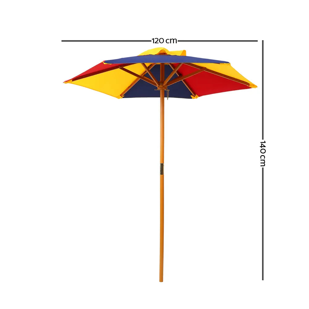 Keezi Kids Wooden Picnic Table Set with Umbrella - Image 3