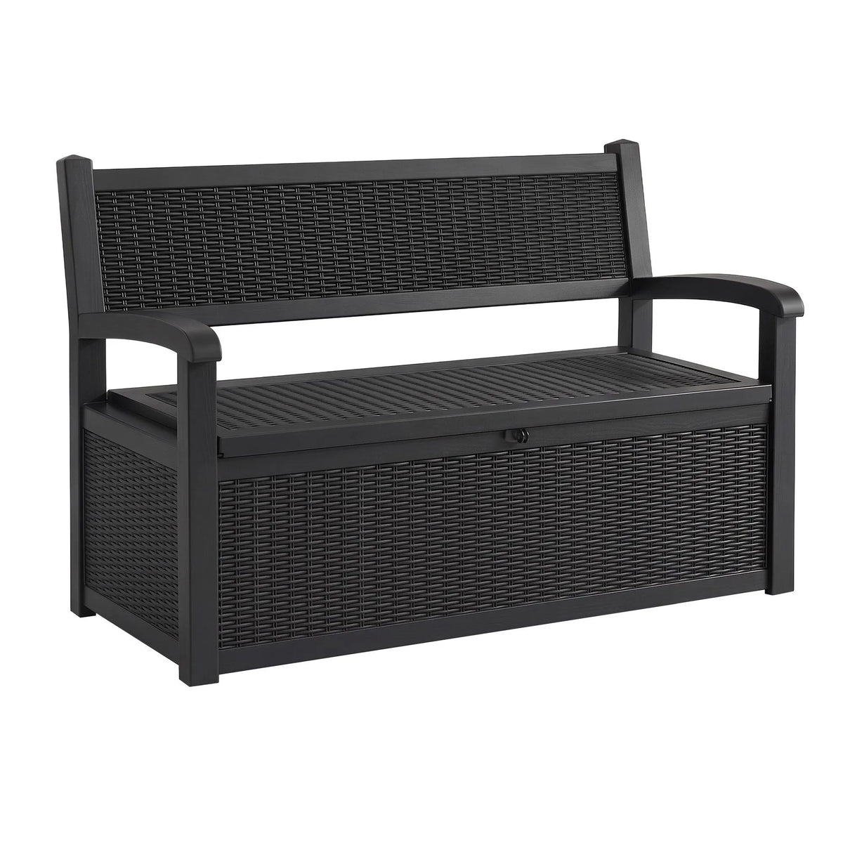 Gardeon Outdoor Storage Box Bench 254L Resin Armset Backrest Lockable Black - Image 2