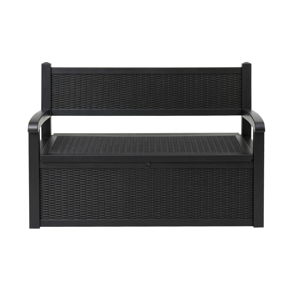 Gardeon Outdoor Storage Box Bench 254L Resin Armset Backrest Lockable Black - Image 4
