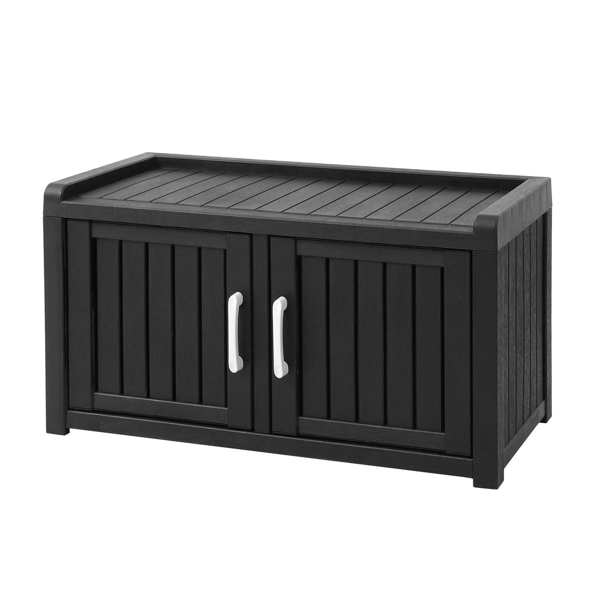 Outdoor Storage Box Bench Shoe Cabinet with Shelf Resin 81cm Black - Image 2