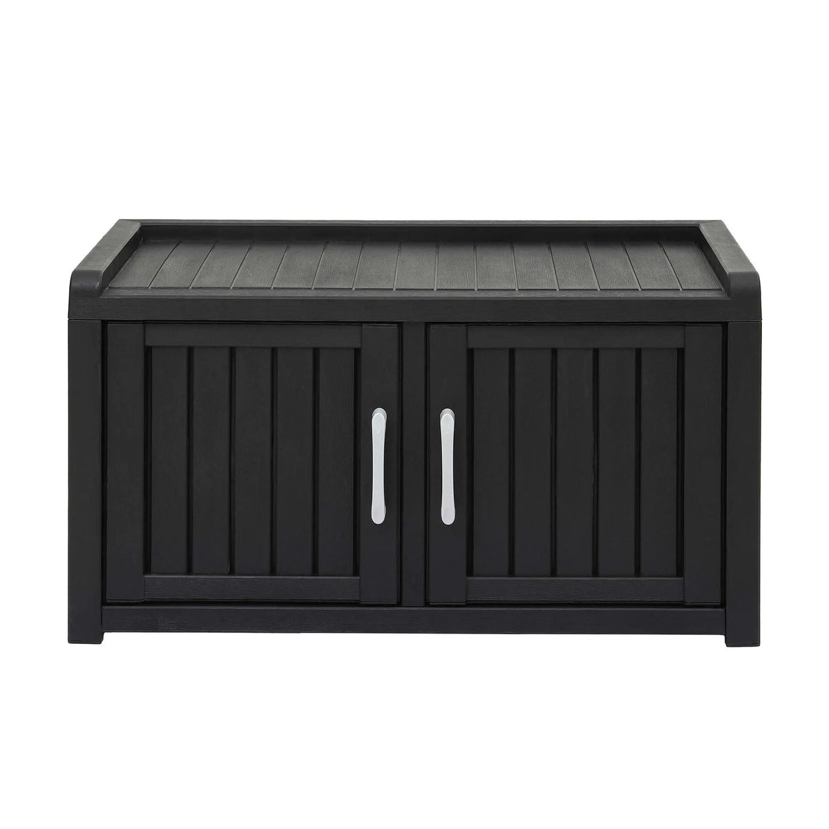 Outdoor Storage Box Bench Shoe Cabinet with Shelf Resin 81cm Black - Image 4