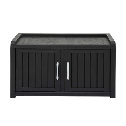 Outdoor Storage Box Bench Shoe Cabinet with Shelf Resin 81cm Black - Image 4