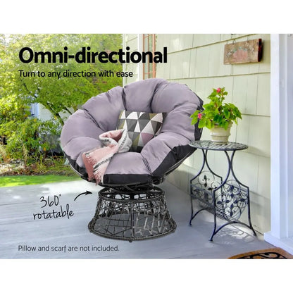 Gardeon Outdoor Chairs Outdoor Furniture Papasan Chair Wicker Patio Garden Black - Image 5