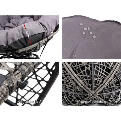 Gardeon Outdoor Chairs Outdoor Furniture Papasan Chair Wicker Patio Garden Grey - Image 3