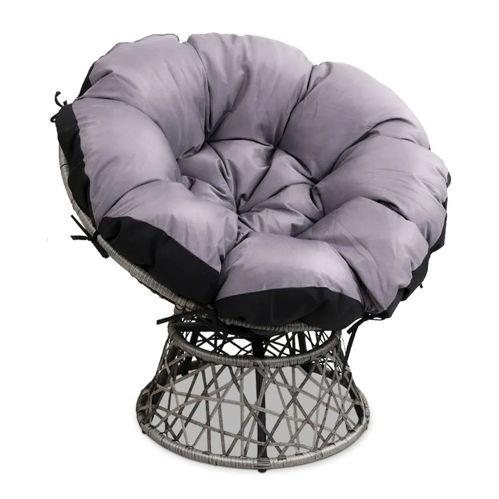 Gardeon Outdoor Chairs Outdoor Furniture Papasan Chair Wicker Patio Garden Grey - Image 8