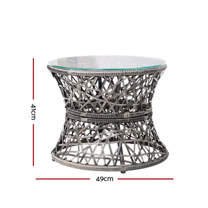 Gardeon Outdoor Lounge Setting Papasan Chair Wicker Table Garden Furniture Grey - Image 3