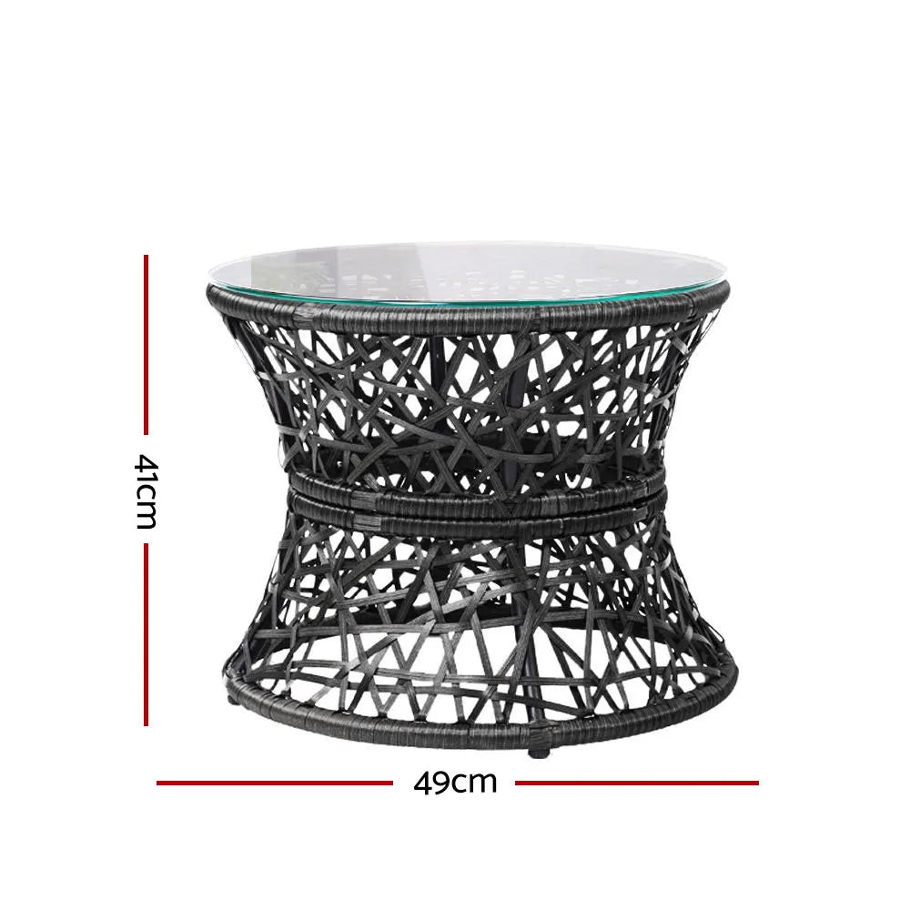 Gardeon Outdoor Lounge Setting Furniture Wicker Papasan Chairs Table Patio Black - Image 3
