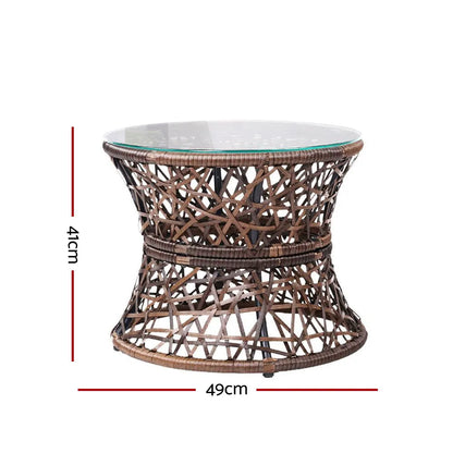 Gardeon Outdoor Lounge Setting Furniture Wicker Papasan Chairs Table Patio Brown - Image 3
