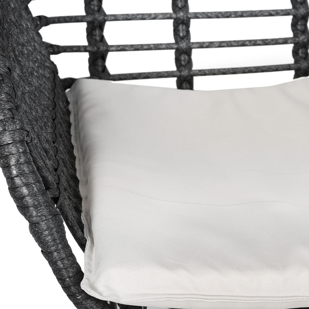 Gardeon 3PC Outdoor Furniture Bistro Set Lounge Setting Table Chairs Cushion Patio Grey - Image 6