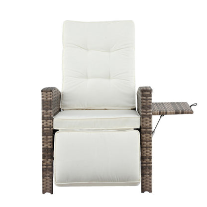 Gardeon Outdoor Recliner Chairs Sun lounge Wicker Lounger Patio Furniture Adjustable Brown - Image 3