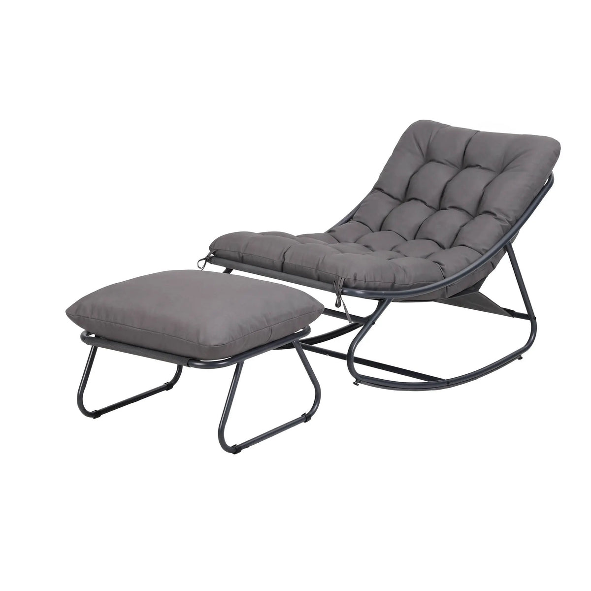 Gardeon Rocking Chair with Footrest Mesh Seat Cushion Outdoor Chairs Grey - Image 2
