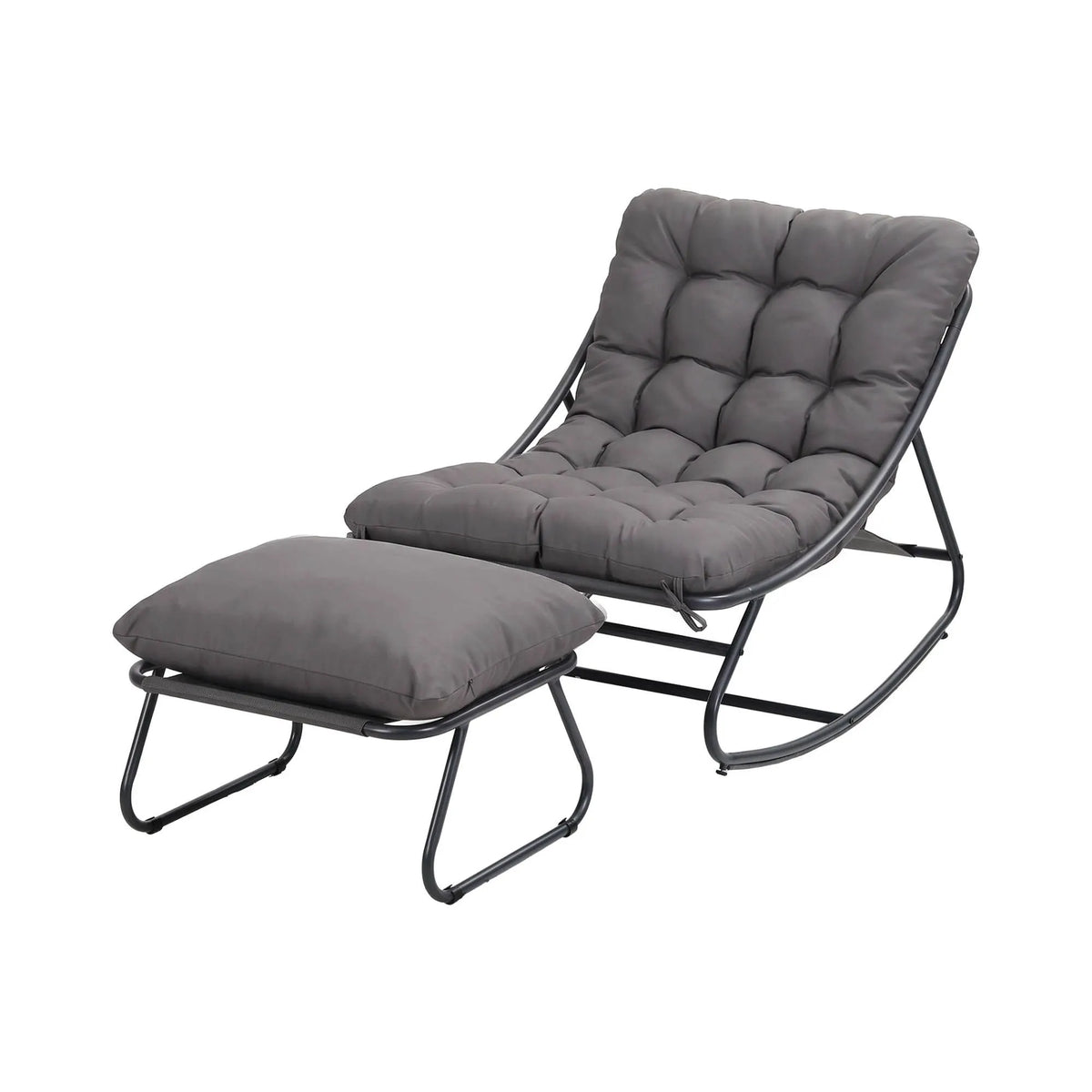 Gardeon Rocking Chair with Footrest Mesh Seat Cushion Outdoor Chairs Grey - Image 4