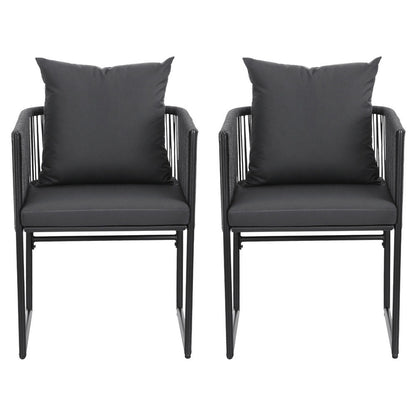 Gardeon 2PC Outdoor Dining Chairs Woven Rope Chair Patio Furniture Garden Steel - Image 3