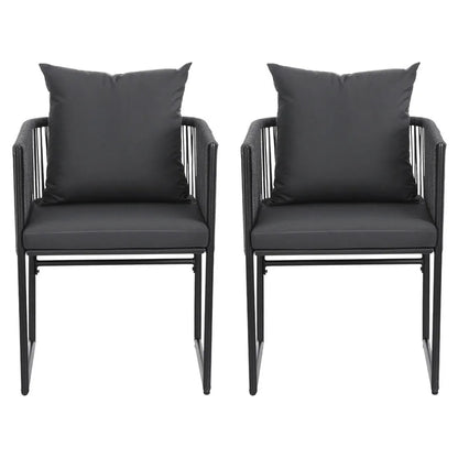 Gardeon 2PC Outdoor Dining Chairs Woven Rope Chair Patio Furniture Garden Steel - Image 3