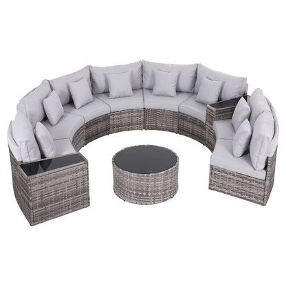 Gardeon 8 Seater Outdoor Sofa Set 11PCS Table Chair Set Garden Rattan Furniture - Image 3