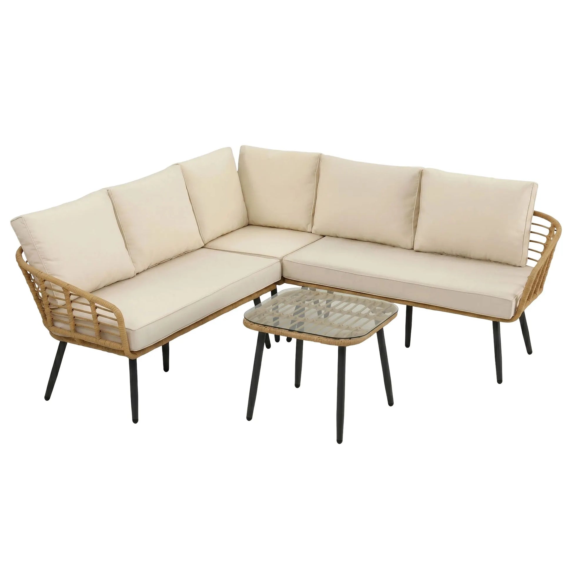 Gardeon 4-Piece Modular Outdoor Sofa Set with Cushions 5 Seater Rattan Furniture - Image 7