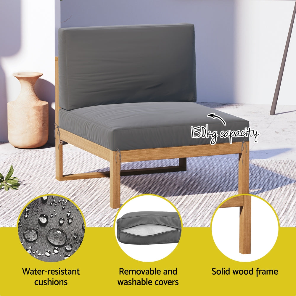 Gardeon 4-Piece Outdoor Sofa Set Wooden Couch Lounge Setting 5PCS - Image 6