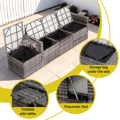Gardeon 5 Pieces Outdoor Sofa Set 4-Seater Grey Rattan Patio Furniture Table and Chair Setting - Image 6