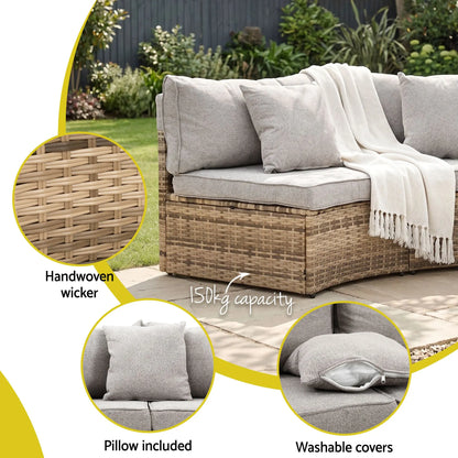 Gardeon 4 Seater Outdoor Sofa Set 7PCS Table Chair Brown Rattan Patio Furniture - Image 5