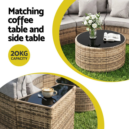 Gardeon 4 Seater Outdoor Sofa Set 7PCS Table Chair Brown Rattan Patio Furniture - Image 6