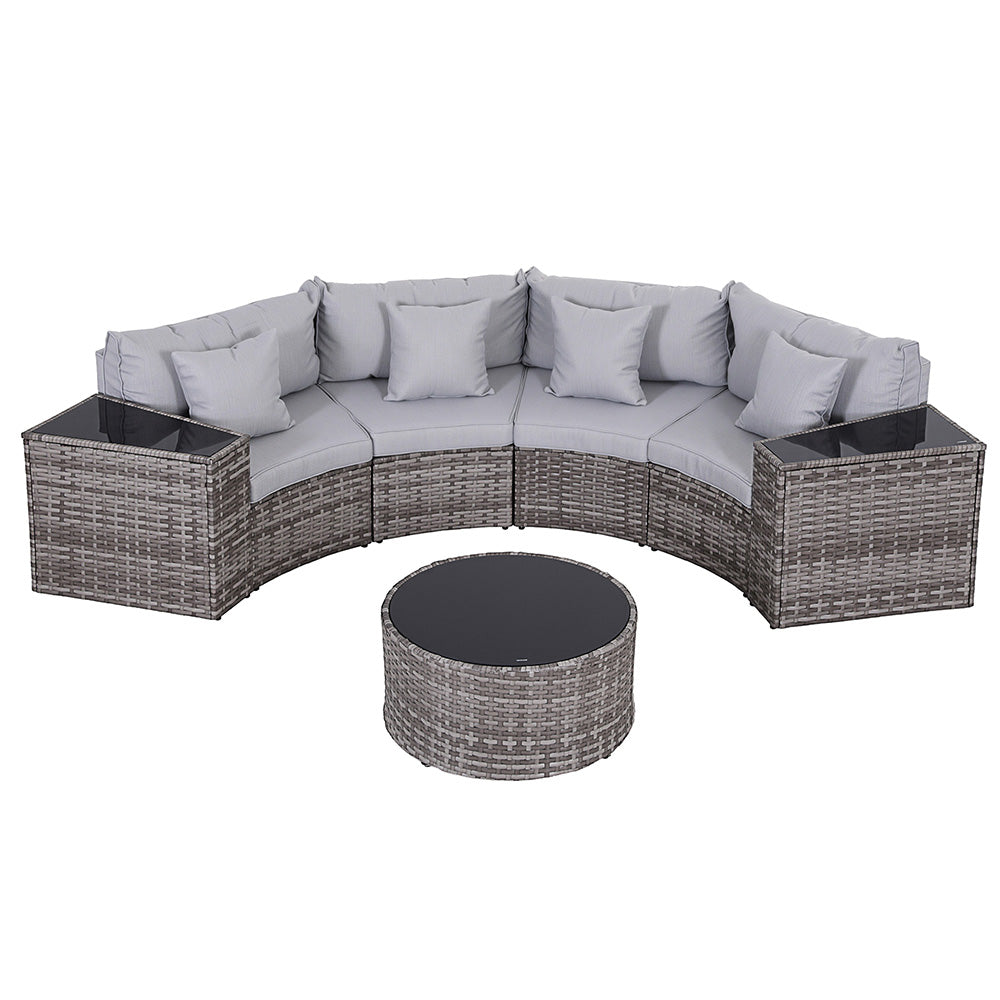 Gardeon 4 Seater Outdoor Sofa Set 7PCS Table Chair Set Garden Rattan Patio Furniture - Image 3