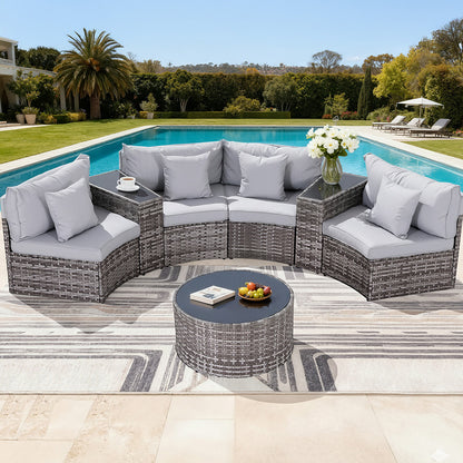 Gardeon 4 Seater Outdoor Sofa Set 7PCS Table Chair Set Garden Rattan Patio Furniture - Image 7