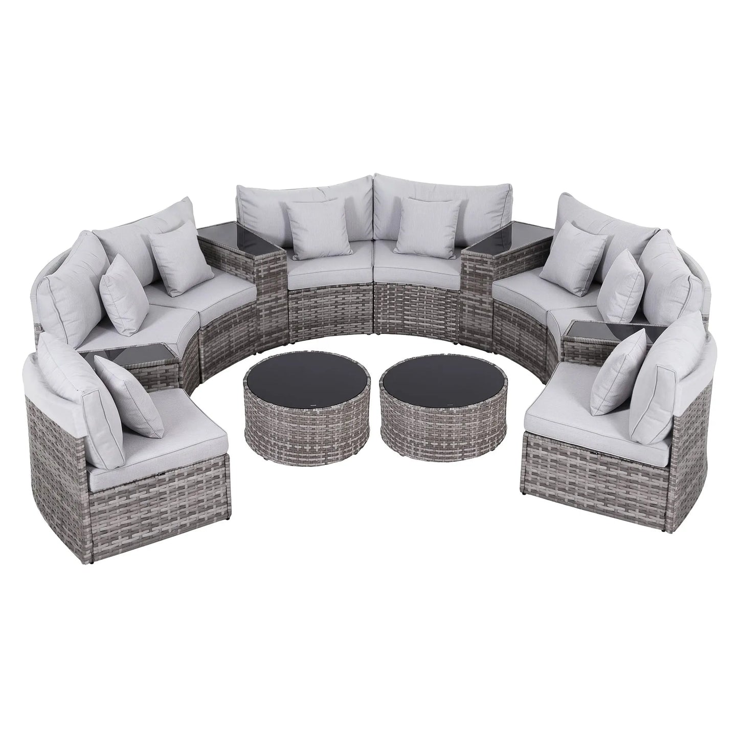 Gardeon 8 Seater Outdoor Sofa Set 14PCS Table Chair Set Rattan Patio Furniture - Image 3