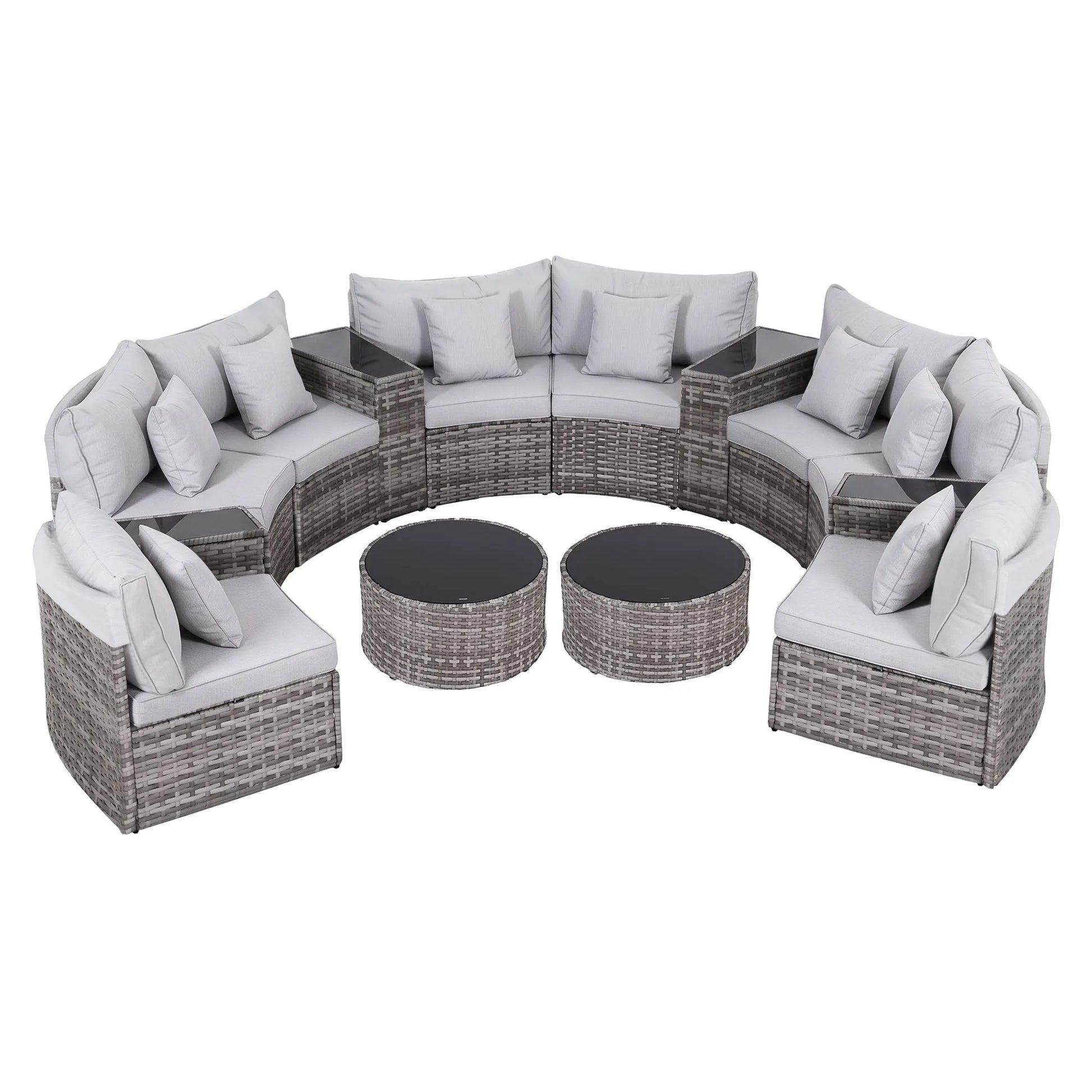 Gardeon 8 Seater Outdoor Sofa Set 14PCS Table Chair Set Rattan Patio Furniture - Image 3
