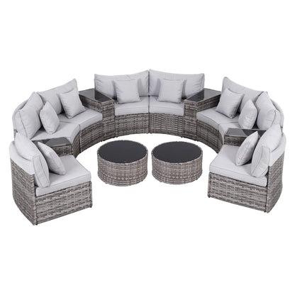 Gardeon 8 Seater Outdoor Sofa Set 14PCS Table Chair Set Rattan Patio Furniture - Image 3