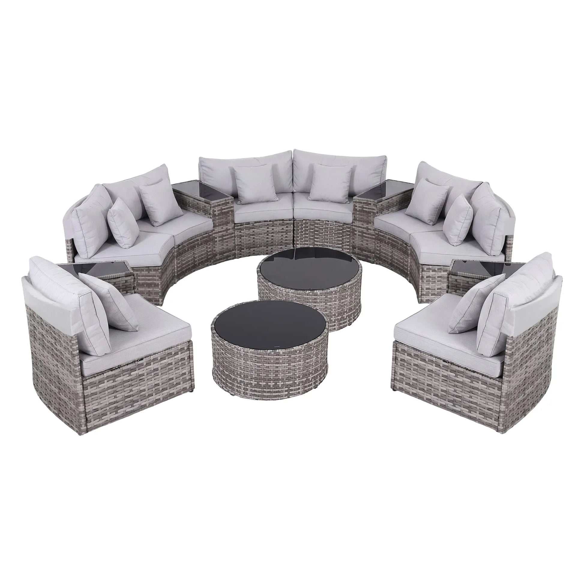 Gardeon 8 Seater Outdoor Sofa Set 14PCS Table Chair Set Rattan Patio Furniture - Image 8