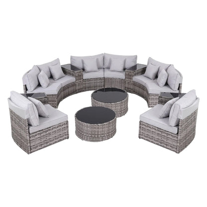 Gardeon 8 Seater Outdoor Sofa Set 14PCS Table Chair Set Rattan Patio Furniture - Image 8