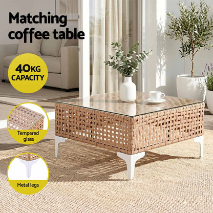 Gardeon 6 Seater Outdoor Sofa Set 7PCS Table Chair Set Garden Rattan Patio Furniture - Image 6