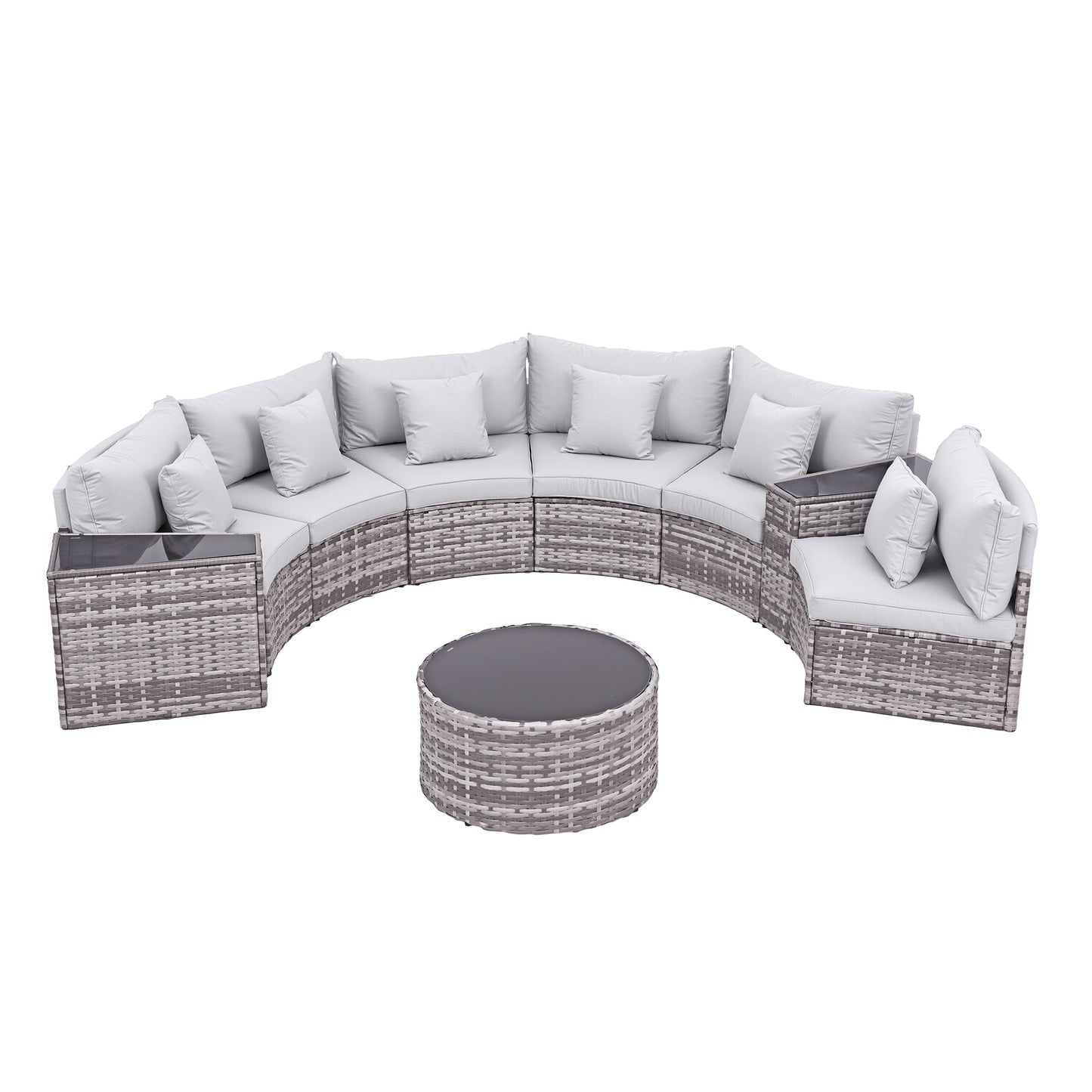 Gardeon 6 Seater Outdoor Sofa Set 9PCS Table Chair Set Garden Rattan Patio Furniture - Image 3