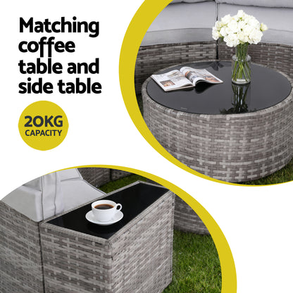 Gardeon 6 Seater Outdoor Sofa Set 9PCS Table Chair Set Garden Rattan Patio Furniture - Image 7