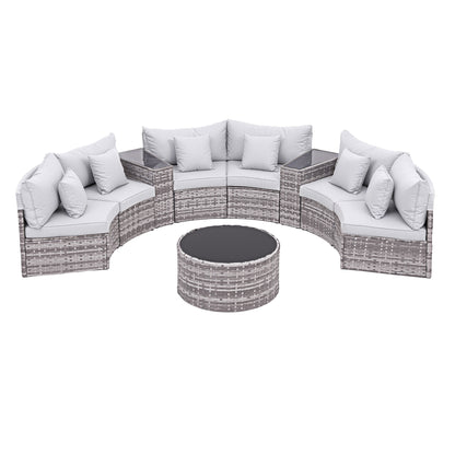Gardeon 6 Seater Outdoor Sofa Set 9PCS Table Chair Set Garden Rattan Patio Furniture - Image 8