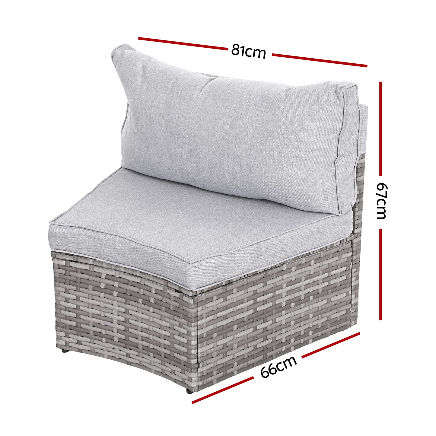 Gardeon 2 PCS Outdoor Sofa Set Rattan Modular Chair Garden Patio Furniture Grey - Image 2