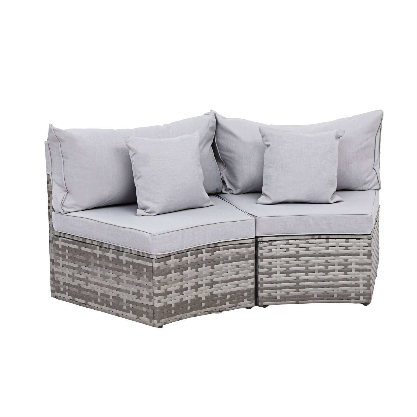 Gardeon 2 PCS Outdoor Sofa Set Rattan Modular Chair Garden Patio Furniture Grey - Image 3
