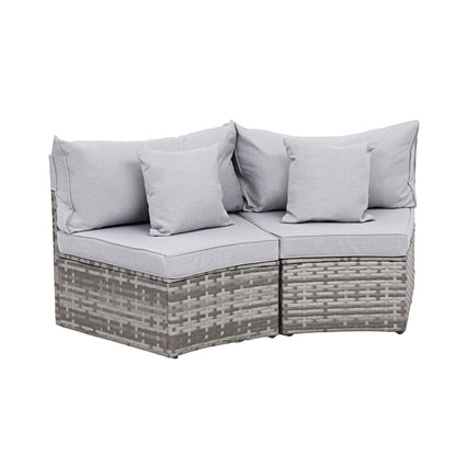 Gardeon 2 PCS Outdoor Sofa Set Rattan Modular Chair Garden Patio Furniture Grey - Image 3