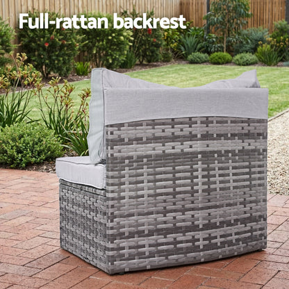 Gardeon 2 PCS Outdoor Sofa Set Rattan Modular Chair Garden Patio Furniture Grey - Image 6