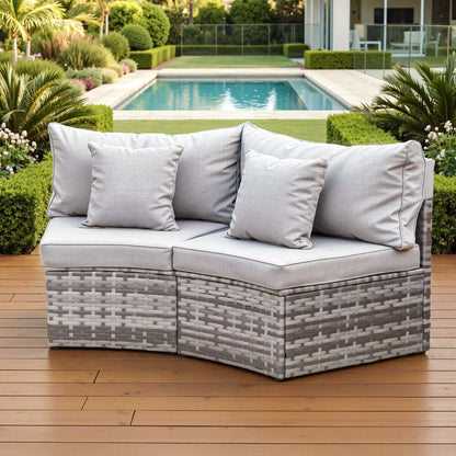 Gardeon 2 PCS Outdoor Sofa Set Rattan Modular Chair Garden Patio Furniture Grey - Image 9