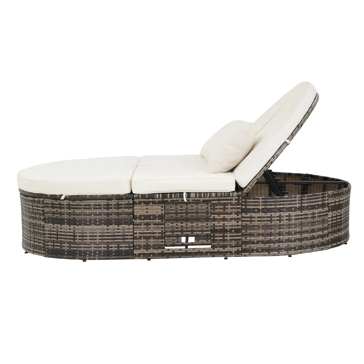 Gardeon Outdoor Day Bed Sun Lounge Setting Wicker Lounger Patio Furniture w/ Retractable Side Tray - Image 3