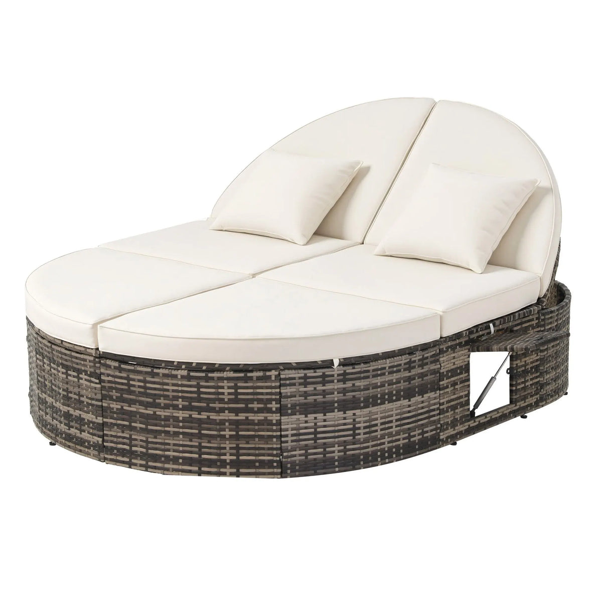 Gardeon Outdoor Day Bed Sun Lounge Setting Wicker Lounger Patio Furniture w/ Retractable Side Tray - Image 8