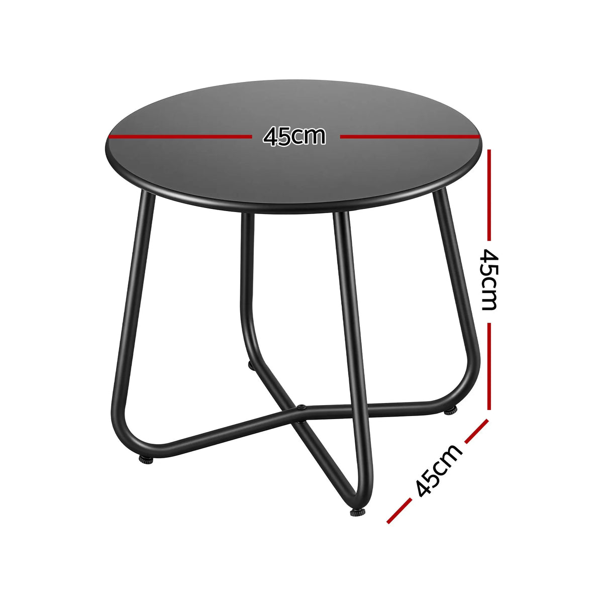 Gardeon Outdoor Side Table Steel Frame for Patio Balcony Garden Black - Image 3