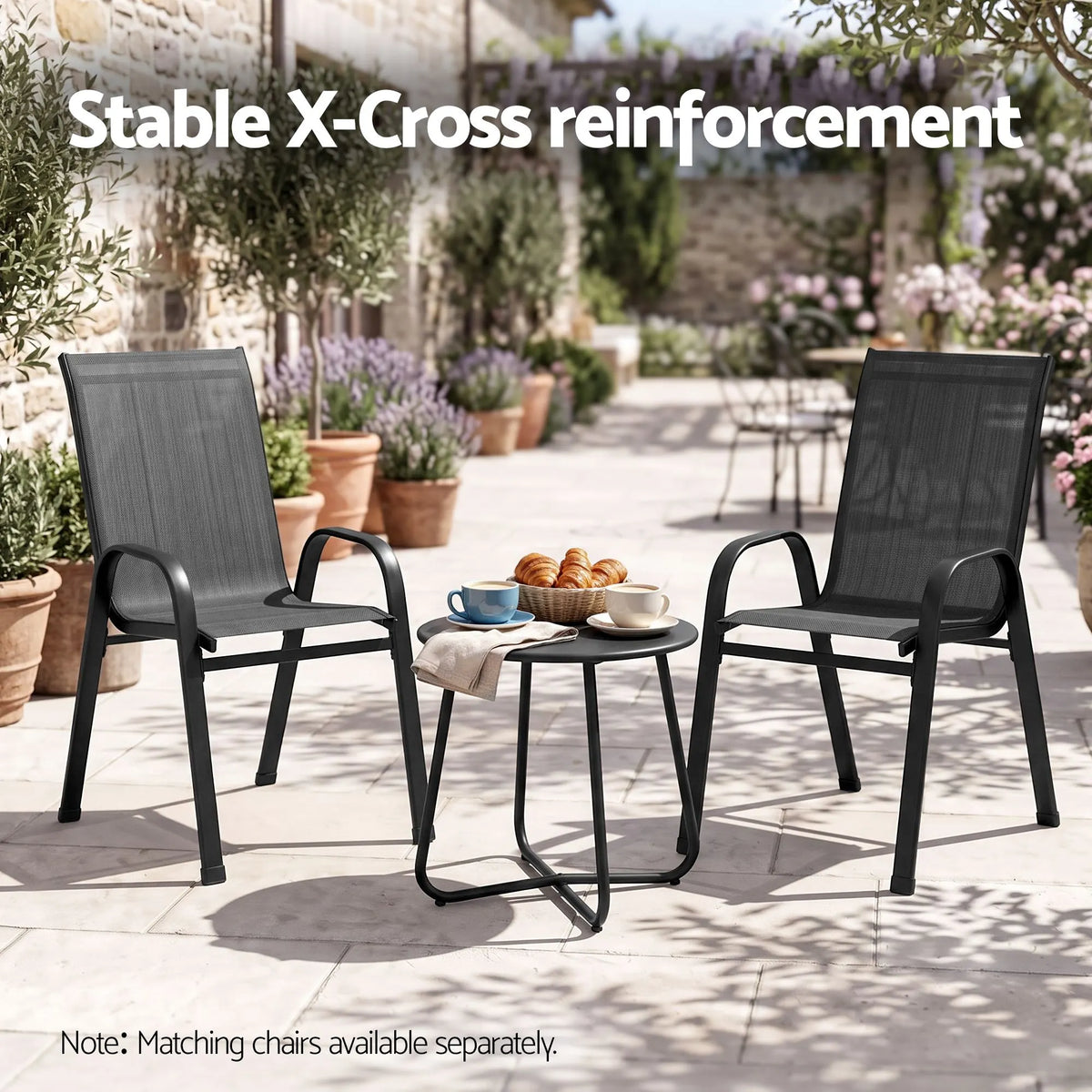 Gardeon Outdoor Side Table Steel Frame for Patio Balcony Garden Black - Image 7
