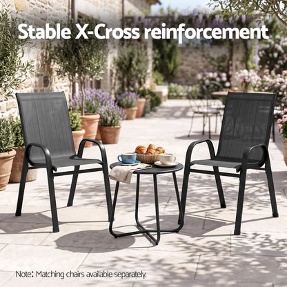 Gardeon Outdoor Side Table Steel Frame for Patio Balcony Garden Black - Image 7