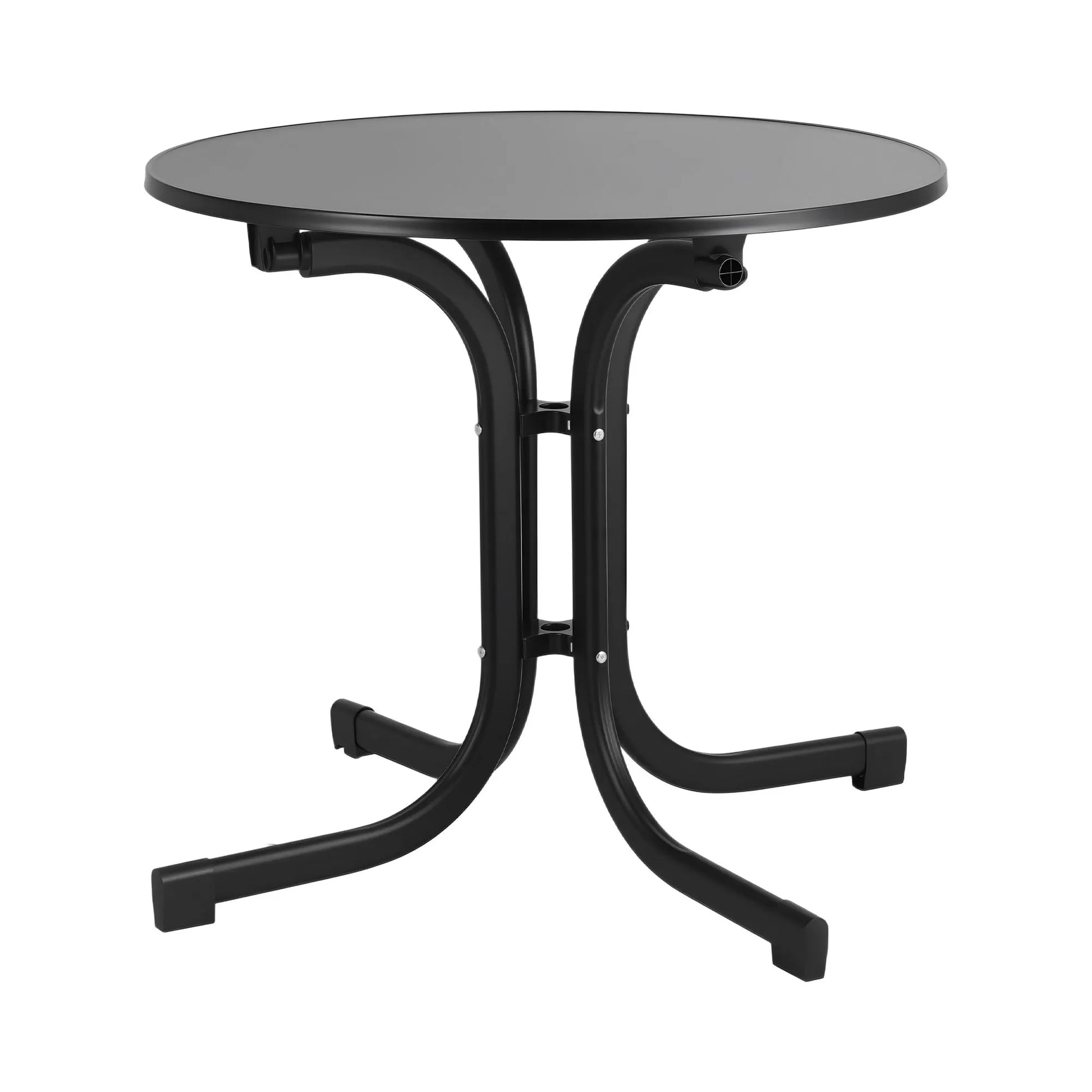 Gardeon Outdoor Side Table 80cm Folding Steel Round Bistro Desk Cafe Patio Furniture Black - Image 3