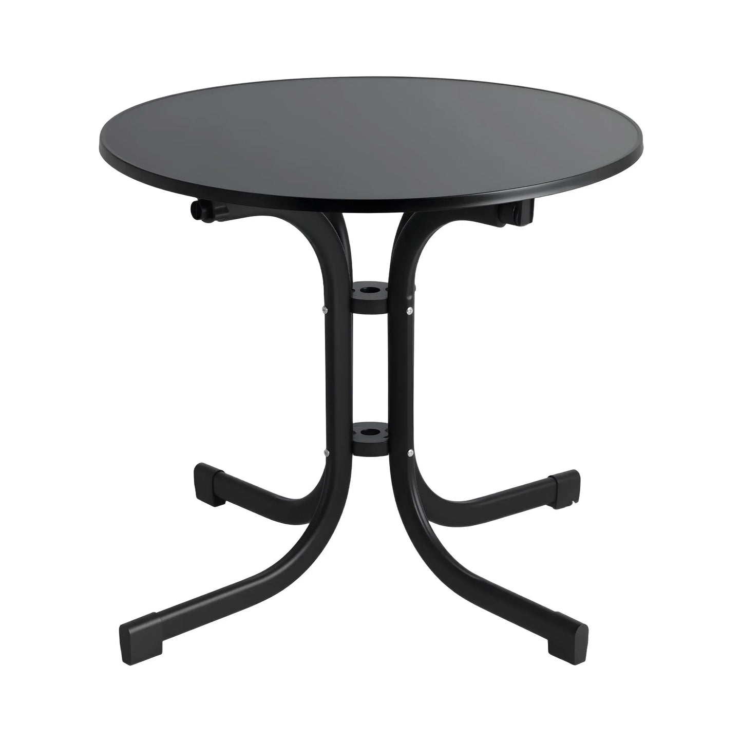Gardeon Outdoor Side Table 80cm Folding Steel Round Bistro Desk Cafe Patio Furniture Black - Image 9