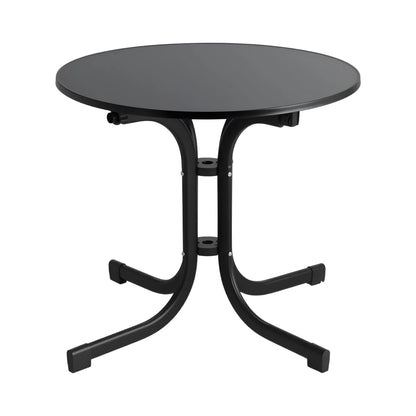 Gardeon Outdoor Side Table 80cm Folding Steel Round Bistro Desk Cafe Patio Furniture Black - Image 9