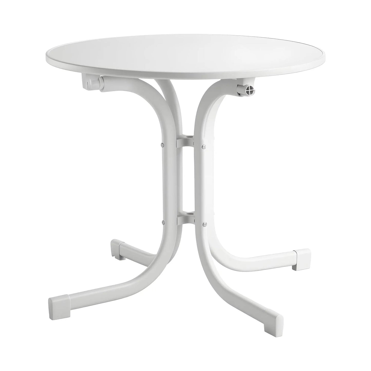 Gardeon Outdoor Side Table 80cm Folding Steel Round Bistro Desk Cafe Patio Furniture White - Image 3