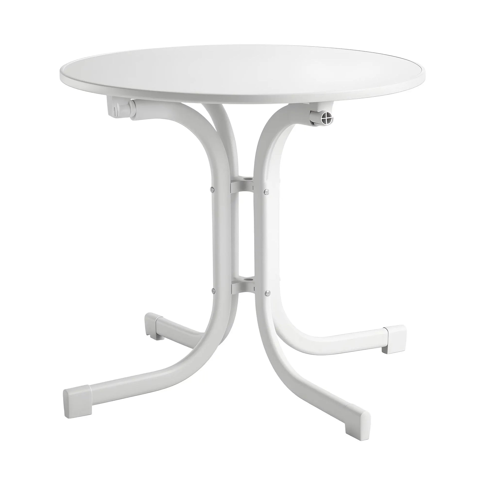 Gardeon Outdoor Side Table 80cm Folding Steel Round Bistro Desk Cafe Patio Furniture White - Image 3